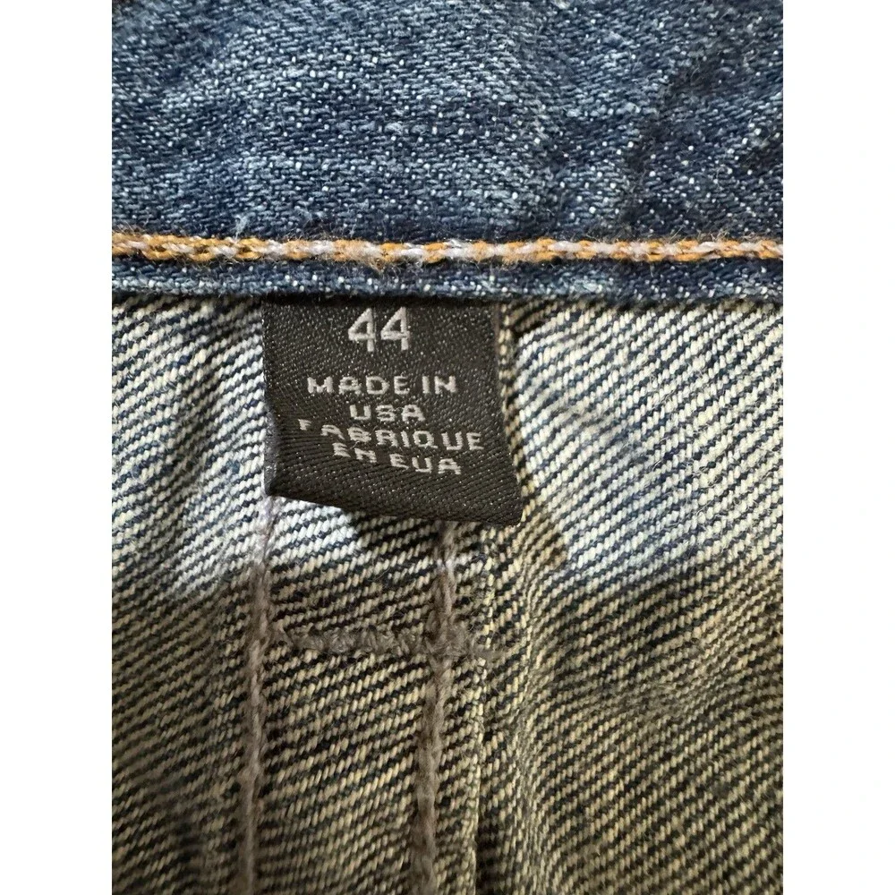 TRUE RELIGION Jeans Mens 44X33 Med Blue Wash Geno Pinstripe Straight Leg